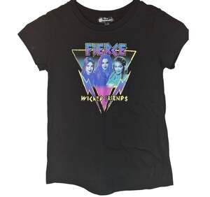 Disney Descendants 3 Mal Evie Uma Fierce Wicked Friends Black Tee Girls 7/8